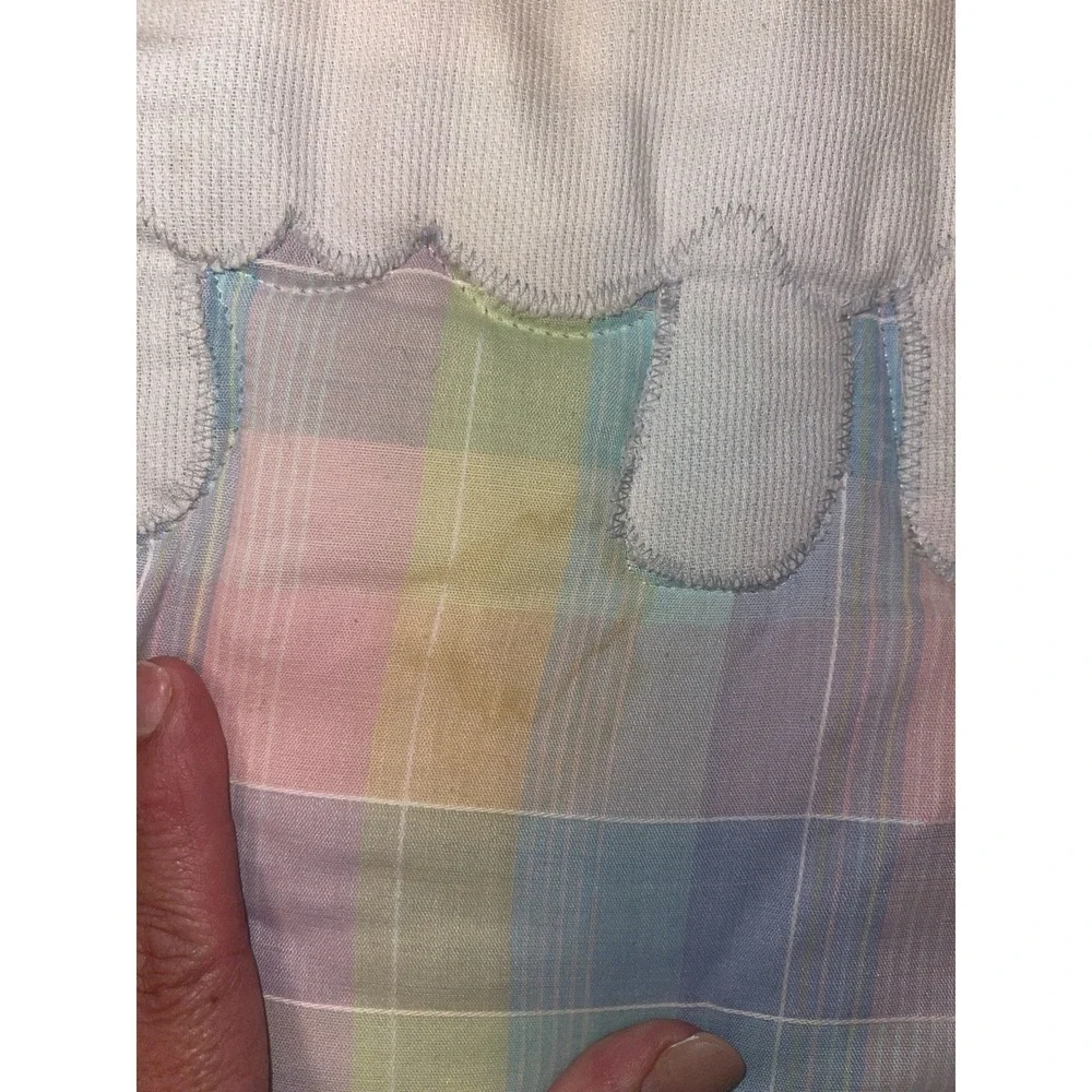 Vintage The Red Calliope‎ Lamb Baby Blanket Comforter Plaid Pink, Yellow & Blue